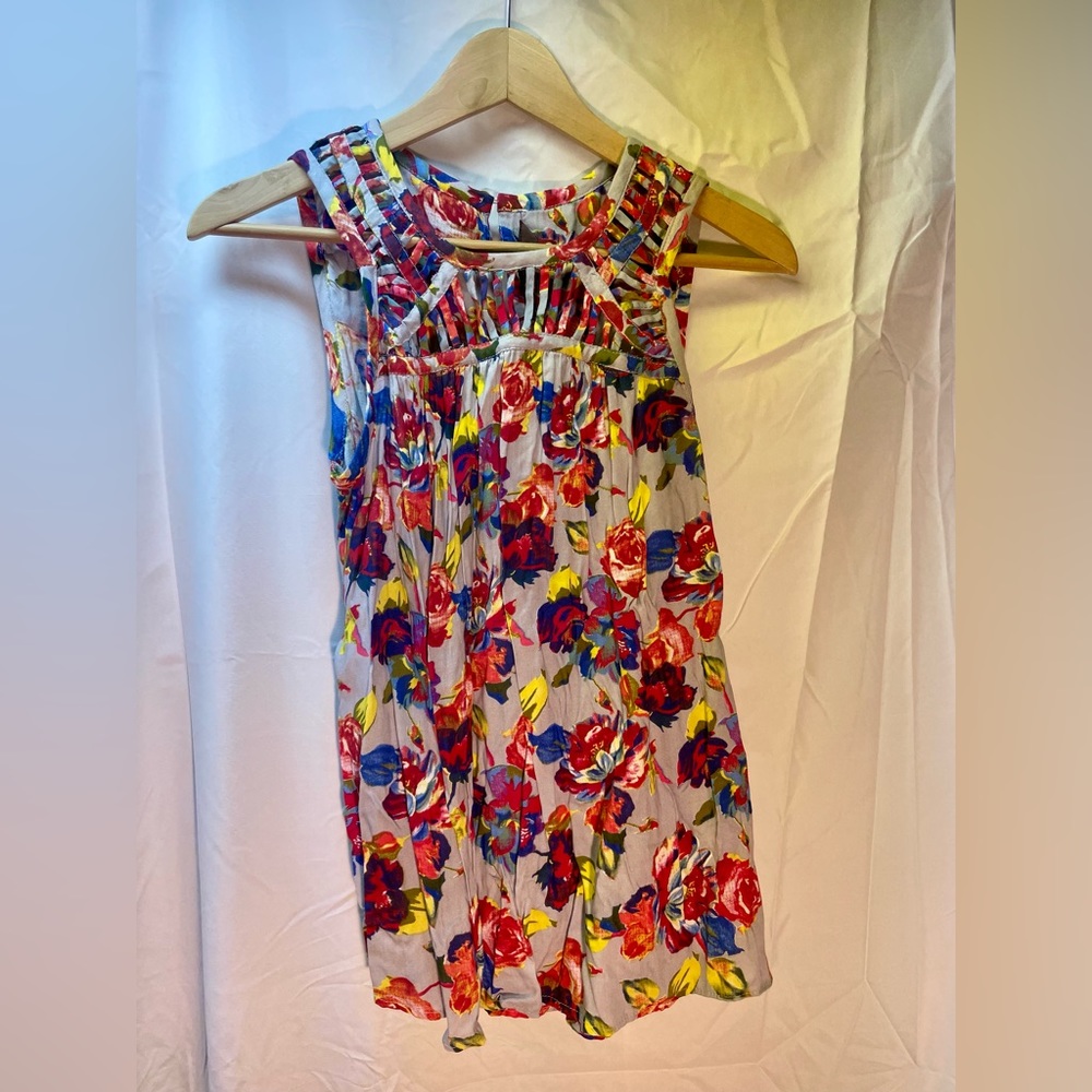 Anthropologie Ranna Gill multicolor gray floral tank tank top XS NWT